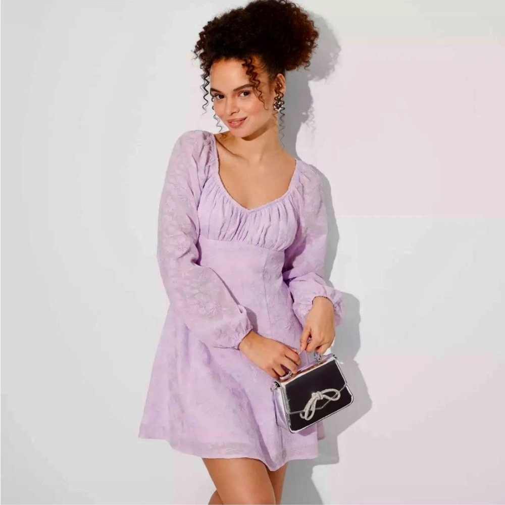Ladies Wild Fable Fit & Flare Dress Light‎ Violet Long Sleeve Dress XS NWT